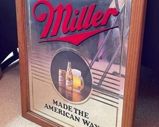 Miller High Life Beer Bar Mirror Made the American Way	Frame: 22.5x18.5in	
