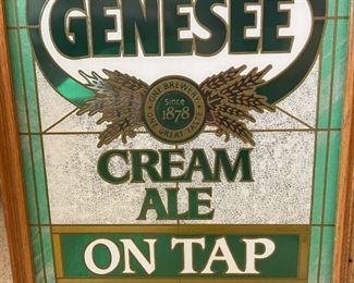 Genesee Cream Ale on Tap Beer Bar Sign Faux Stained Glass	Frame: 20x15.5in	HxWxD
