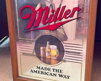 Miller High Life Beer Bar Mirror Made the American Way	Frame: 22.5x18.5in	
