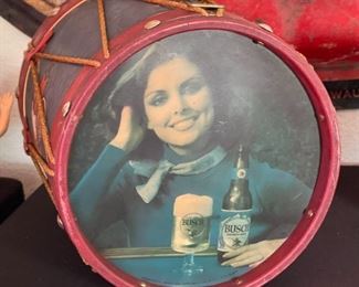 Busch Bavarian Beer Drum Clock Sign Patriotic Advertising Anheuser Busch	15 deep by 13” diameter	
