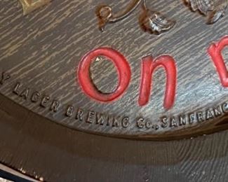 1960s Lucky Lager Beer on Draft Barrel/Keg Sign	5.25in D x 19.5in Diameter	
