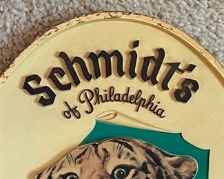1960s Schmidt's Tiger Ale Brand Beer Sign Plastic Philadelphia	11.5x8.5in	HxWxD
