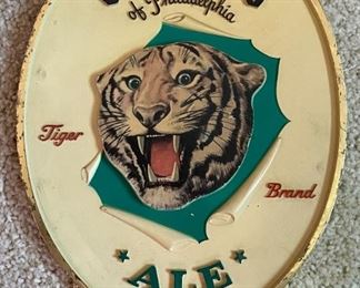 1960s Schmidt's Tiger Ale Brand Beer Sign Plastic Philadelphia	11.5x8.5in	HxWxD
