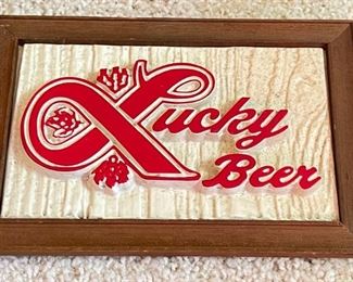 Lucky Beer Sign Plastic	5.75x8.5in	
