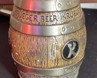 Krueger Beer Barrel Bar Caddy Advertising Metal	7in H x 4in diameter at rim	
