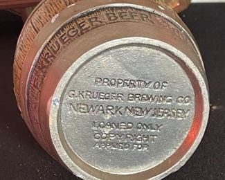 Krueger Beer Barrel Bar Caddy Advertising Metal	7in H x 4in diameter at rim	
