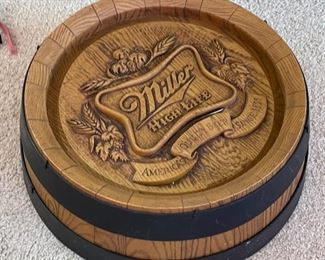 Miller High Life Barrel Keg Bar Sign	6in D x 18.25in Diameter	
