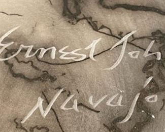 Ernest John Navajo Horse Hair Pottery Vase Native American	18 in H x 5.75 in Diameter at rim	
