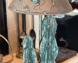 C. Prophet Navajo Metal Cactus Lamp Native American	29 x 15in diameter	

