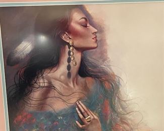 Signed Ozz Franca Litho Native American Lithograph Framed Print  #5	Frame: 36x29in	
