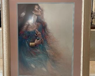 Signed Ozz Franca Litho Native American Lithograph Framed Print  #5	Frame: 36x29in	
