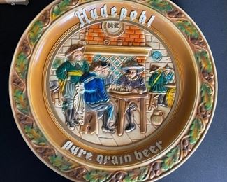 Hudepohl Beer Chalkware Charger Sign #2	21 inch diameter	
