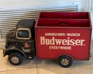 LARGE Anheuser-Busch Budweiser Wood Truck	15x12x30in	HxWxD
