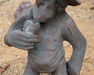 Cast Aluminum Chimp With Beer & Cowboy Hat Patio Statue	23 x 14 x 9in	HxWxD
