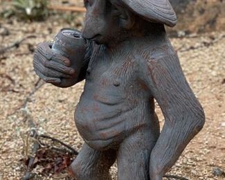 Cast Aluminum Chimp With Beer & Cowboy Hat Patio Statue	23 x 14 x 9in	HxWxD
