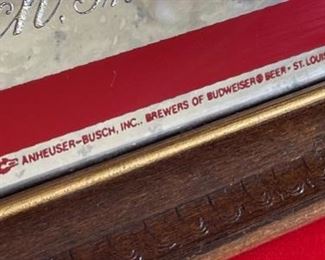 Budweiser Beer Bar Mirror Anheuser Busch 102-230	15x15in	HxWxD
