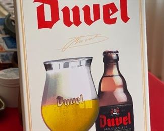 Duvel Beer Sign Porcelain heavy	18.5x11.75x0.25in	HxWxD
