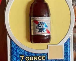 Pabst Sign Little Blue Bottle	15x7.5x2in	HxWxD
