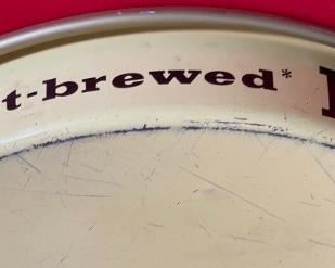 1959 Blatz Beer 3 Guys Bottle Can Keg Statues Figures Bar Metal Tray	13in Diameter	
