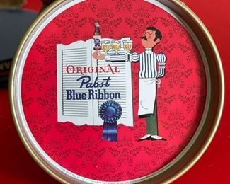 1960s Pabst Blue Ribbon Bartender Beer Tray	13in Diameter	
