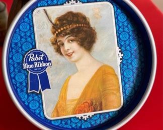Pabst Beer Tray Flapper Girl	13in Diameter	
