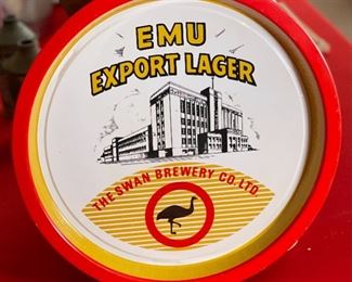 Vintage EMU EXPORT LAGER advertising BEER TRAY Swan Brewery Charger	12.5in Diameter	
