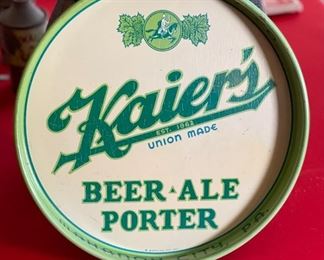 Vintage 1930's Chas D. Kaier 12" Rare Green Beer Tray Mahanoy City PA Ale Porter	12in Diameter	
