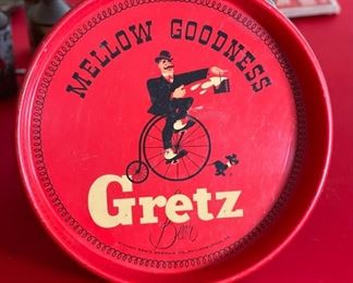 GRETZ Beer Mellow Goodness Metal Red Beer Ale Serving Tray	13in Diameter	
