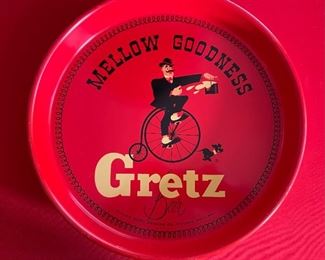 GRETZ Beer Mellow Goodness Metal Red Beer Ale Serving Tray	13in Diameter	
