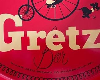 GRETZ Beer Mellow Goodness Metal Red Beer Ale Serving Tray	13in Diameter	
