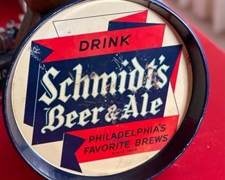 Drink Schmidt's Beer & Ale tray Red White & Blue	12in Diameter	
