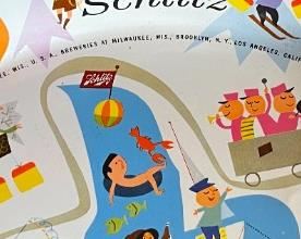 1957 Schlitz Schlitzerland Beer Tray	13in Diameter	
