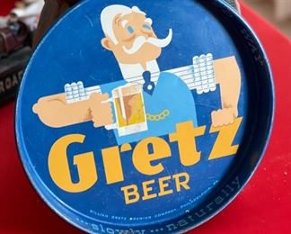 Vintage 50s/60s Gretz Metal Beer Tray,Philadelphia,Pennsylvania Brewing Company	12in Diameter	
