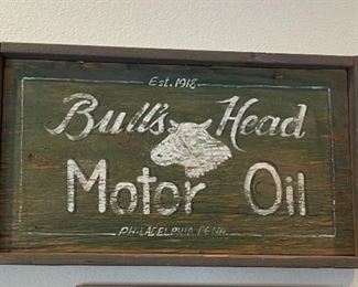 Bulls Head Motor Oil Sign Reproduction	14x26	
