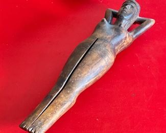 Vintage Carved Wood Nutcracker Naked Lady Woman Nutcracker Folk Art	13in Long	
