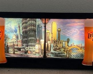 Miller Lite Beer Sign Coast To Coast II Motion City Lights	17.5x39x3.5in	HxWxD
