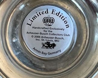 Rare 2007 Anheuser Busch "A Tribute To Brewing" Crystal Membership Stein with COA	12x5.5in W	
