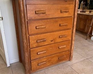 Solid wood Southwestern 5 drawer dresser	49x42x22in	HxWxD
