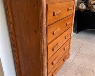 Solid wood Southwestern 5 drawer dresser	49x42x22in	HxWxD
