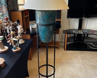 Native American design lamp with lampstand	64in H	
