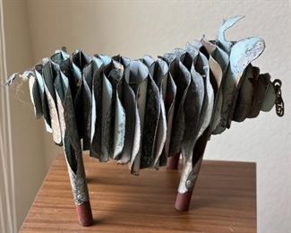 Rustic metal sculptured pig	14x9x21in	HxWxD
