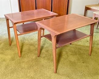 2pc 1961 MCM Drexel Profile Walnut End Table PAIR John Van Koert  K80 2-Tier Lamp Table Side tables Mid Century Modern	22x28x18in	HxWxD

