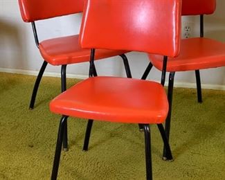 3pc 1960s vintage MCM Orange Vinyl Chairs Mid Century Modern	32x18x21.5in	HxWxD
