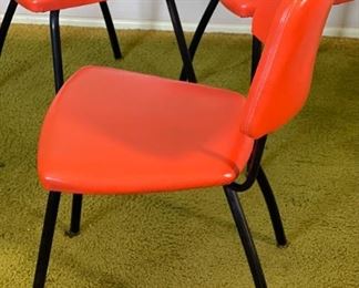 3pc 1960s vintage MCM Orange Vinyl Chairs Mid Century Modern	32x18x21.5in	HxWxD
