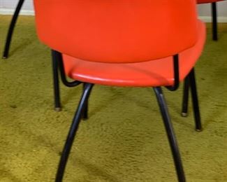 3pc 1960s vintage MCM Orange Vinyl Chairs Mid Century Modern	32x18x21.5in	HxWxD
