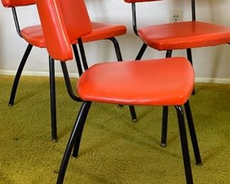 3pc 1960s vintage MCM Orange Vinyl Chairs Mid Century Modern	32x18x21.5in	HxWxD
