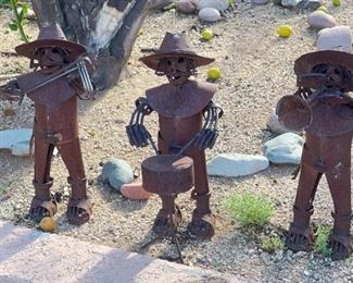 3pc Rustic Mariachi Yard Art Decor Small	19 inches high	
