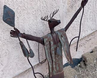Rustic Native American Deer Man	31 x 29 x 5in	

