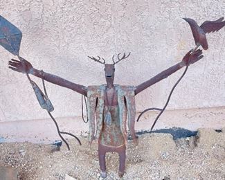 Rustic Native American Deer Man	31 x 29 x 5in	
