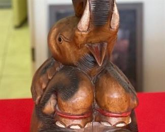 Carved Wood Elephant Pedestal	20 x 10.5in diameter	
